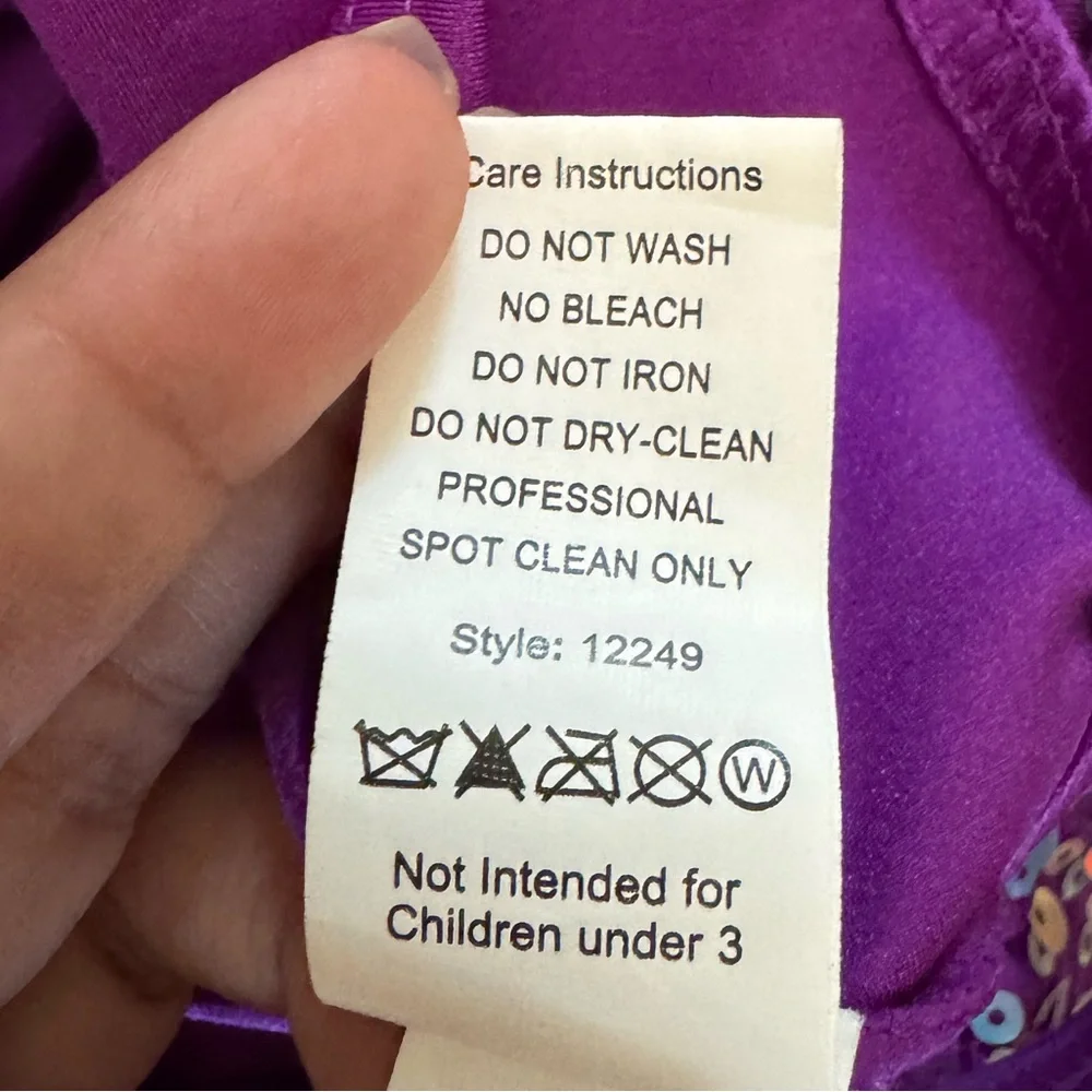 Weissman Girl’s Purple Sequin Leotard Skirt & Vest Dance Costume Size LC
